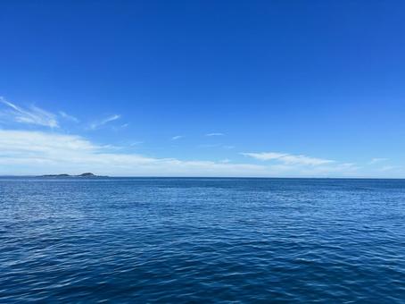 ブルーの海と空 海,空,青の写真素材