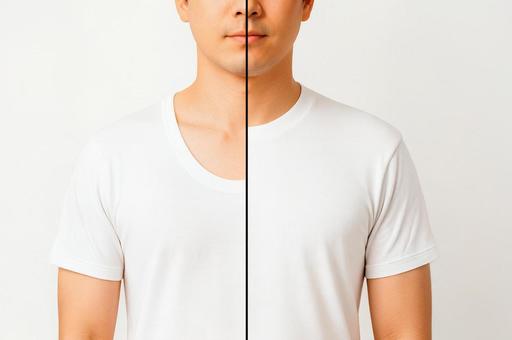 比較イメージ画像(Tシャツの襟ぐり開き) 比較イメージ画像(Tシャツの襟ぐり開き)の写真