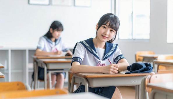 授業中の女子高校生 授業中の女子高校生の写真