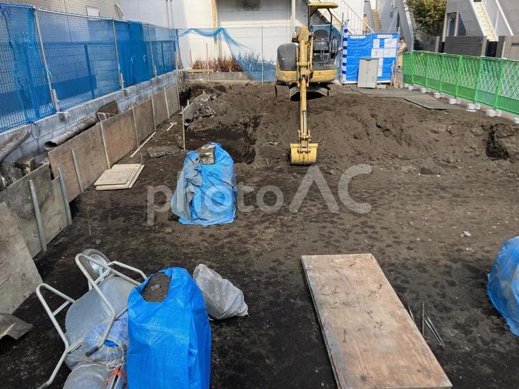 基礎工事の風景2 土地,基礎,工事の写真素材