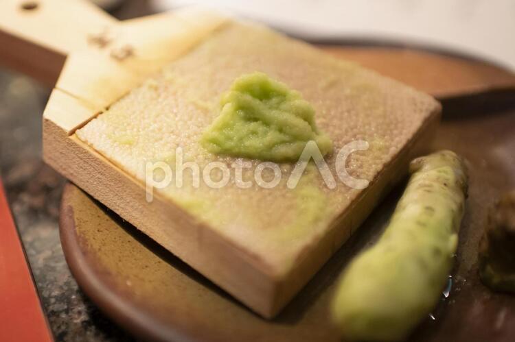 わさびとおろし器 わさび,おろし器,鮫肌の写真素材