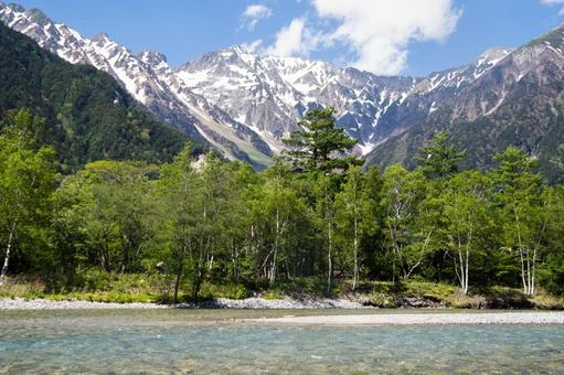 上高地の夏 上高地,梓川,長野の写真素材