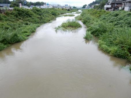 【風景写真】増水した川 河川,川,増水の写真素材