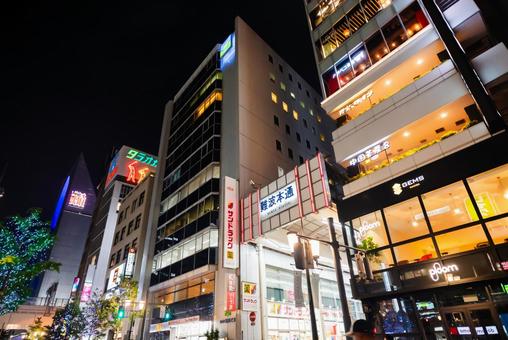 【大阪】夜のなんば駅近くの街並み 大阪,なんば,難波の写真素材