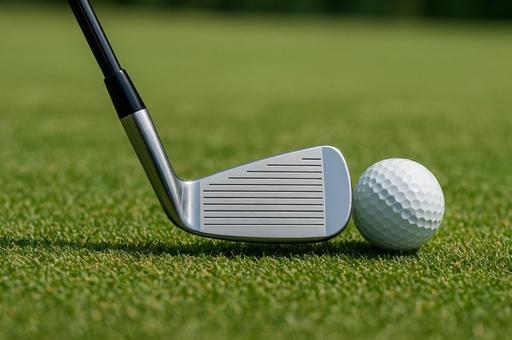 ゴルフボールとゴルフクラブ ゴルフボールとゴルフクラブの写真