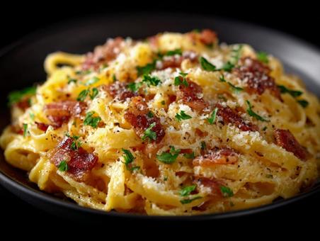 ベーコン入りパスタ ベーコン入りパスタの写真