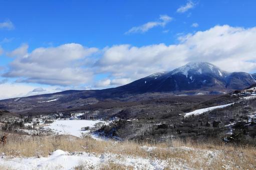 白樺湖を眺める 山,風景,冬の写真素材