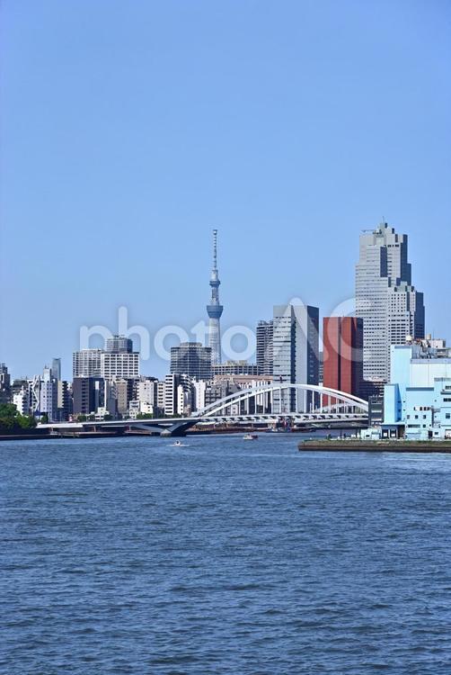 東京港～築地大橋、隅田川、スカイツリー～ 東京港,隅田川,東京スカイツリーの写真素材