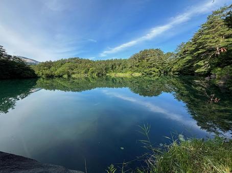 毘沙門沼⑤ 福島,晴天,夏の写真素材