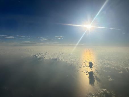 空の旅 飛行機,大西洋,海の写真素材
