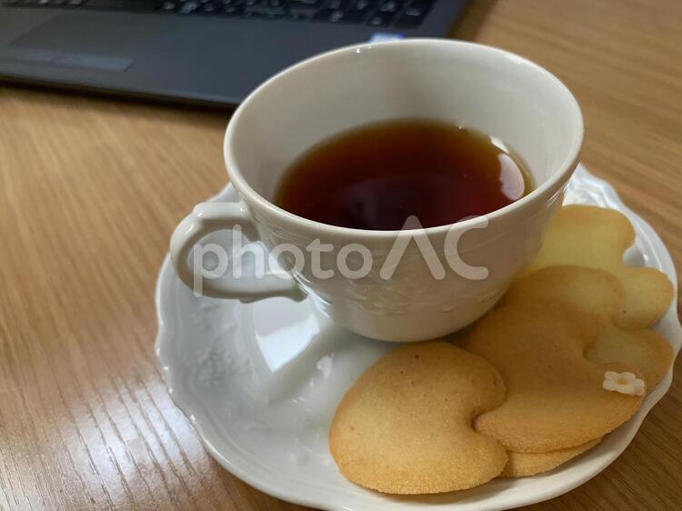 仕事中にティータイム ティータイム,茶,何人もありませんの写真素材