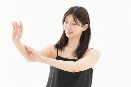 白背景の女性のビューティー ビューティー,女性,スキンケアの写真素材