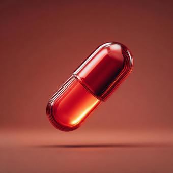 赤い透明なカプセルの写真