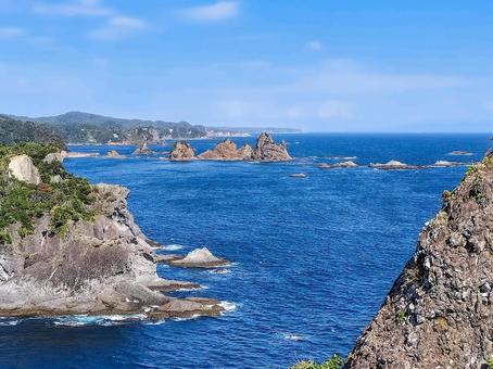 南伊豆の石廊崎から眺める蓑掛岩 石廊埼,石廊崎,蓑掛岩の写真素材