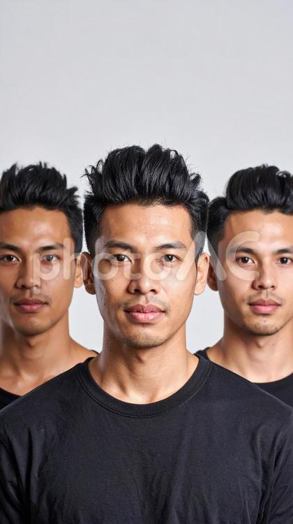 男性ヘアスタイル　３種類 ３種類,ファッション,カットの写真素材