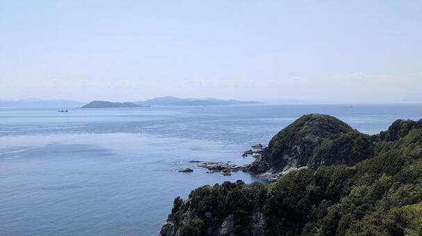 佐田岬から望む九州と豊予海峡の眺め 佐田岬,佐田岬半島,豊予海峡の写真素材