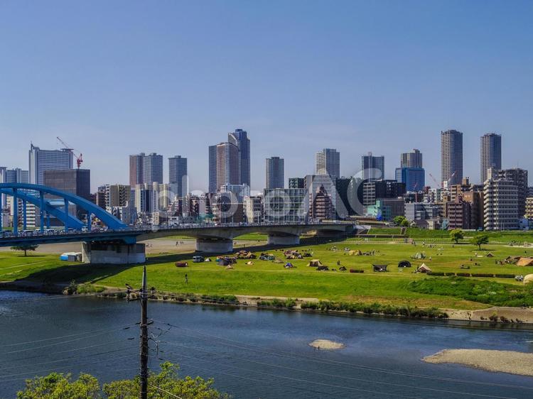 【東京都】大田区・多摩川 多摩川,多摩川浅間神社,武蔵小杉の写真素材