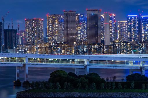 お台場から見るマンション夜景 お台場から見るマンション夜景 の写真