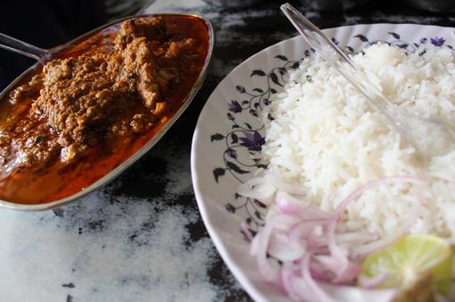 ローカル食堂の本場インドカレー インド,インドカレー,本場の写真素材