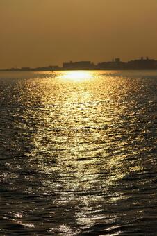 夕日に照らされて光る海 海,光,波の写真素材