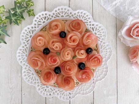 アップルローズタルト りんごタルト,フルーツタルト,タルトの写真素材