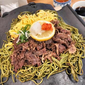 山口県の名物グルメ・瓦そば 瓦そば,かわらそば,山口県の写真素材
