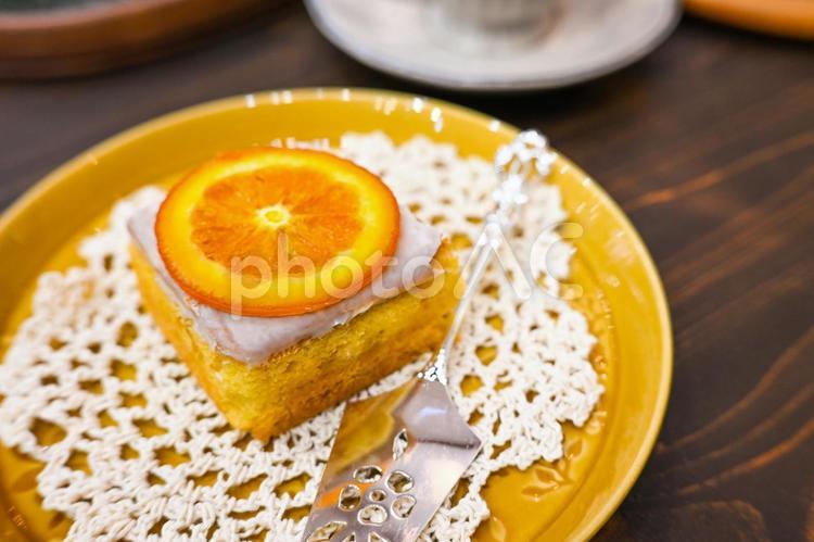 オレンジのケーキのイメージ ケーキ,オレンジスライス,デザートの写真素材