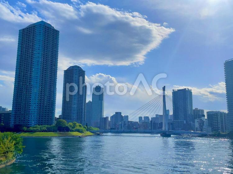 タワーマンションのある都市風景 タワーマンション,風景,景色の写真素材