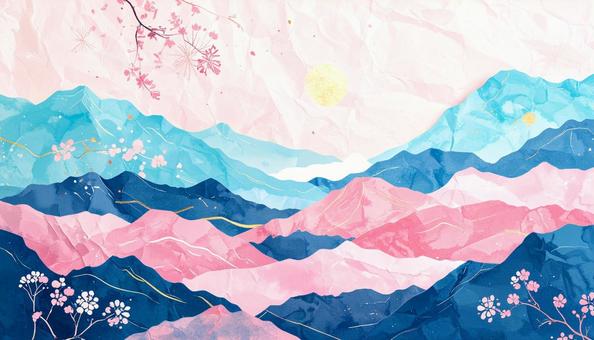 ピンクと青の和紙の写真