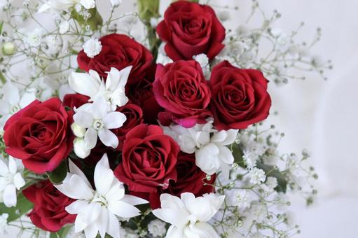 赤いバラの冬のブーケ 花束,冬,バラの写真素材
