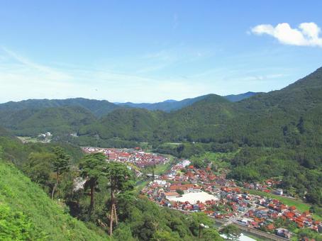 島根県-津和野城跡-三十間台からの風景の写真