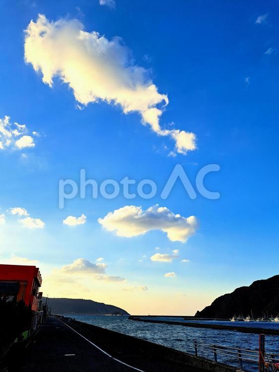 夕方の青空風景 空,自然,風景の写真素材