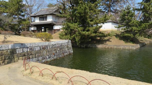 土浦城　本丸　太鼓櫓門と水堀 土浦城,亀城,太鼓櫓門の写真素材
