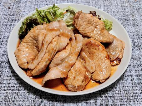 豚の生姜焼き しょうが焼き,肉料理,豚肉の写真素材