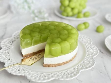 シャインマスカットのレアチーズケーキ レアチーズケーキ,シャインマスカットケーキ,シャインマスカットの写真素材
