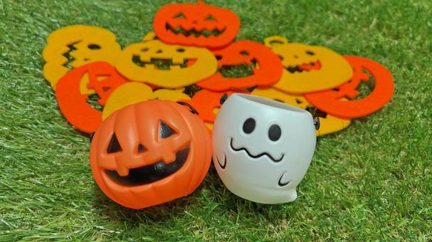 ハロウィンのカボチャとオバケ ハロウィンのカボチャとオバケ ハロウィン,カボチャ,オバケの写真素材