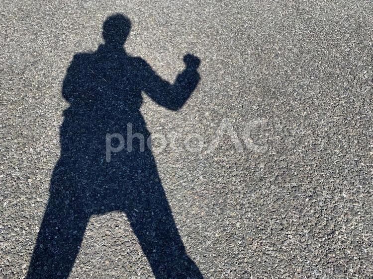 人物シルエット横シャドーボクシング 影,人物,シルエットの写真素材