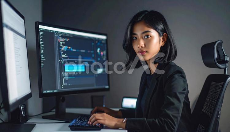 動画編集 人,女性,動画編集の写真素材