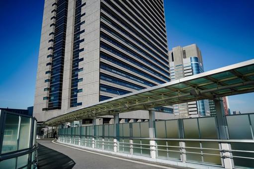 お台場のビルと歩道橋 高層ビル,歩道橋,近代建築の写真素材
