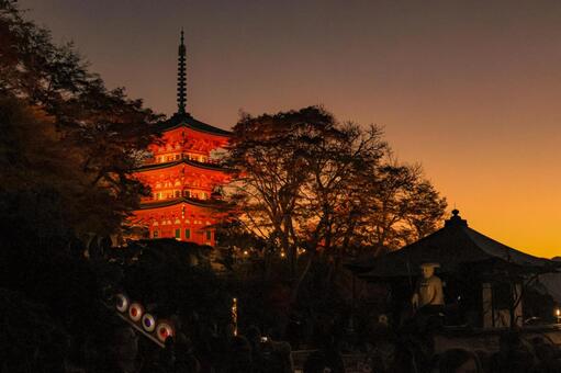 岡寺 岡寺,三重塔,紅葉の写真素材