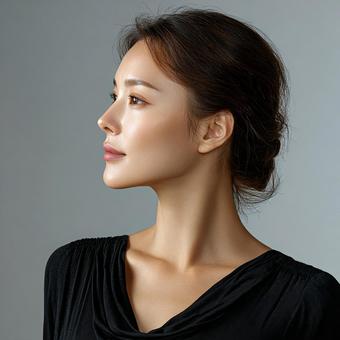 真剣な眼差しの横顔の写真