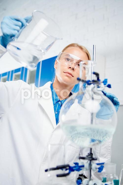 液体を注ぐ研究者5 研究者,リケジョ,女性の写真素材
