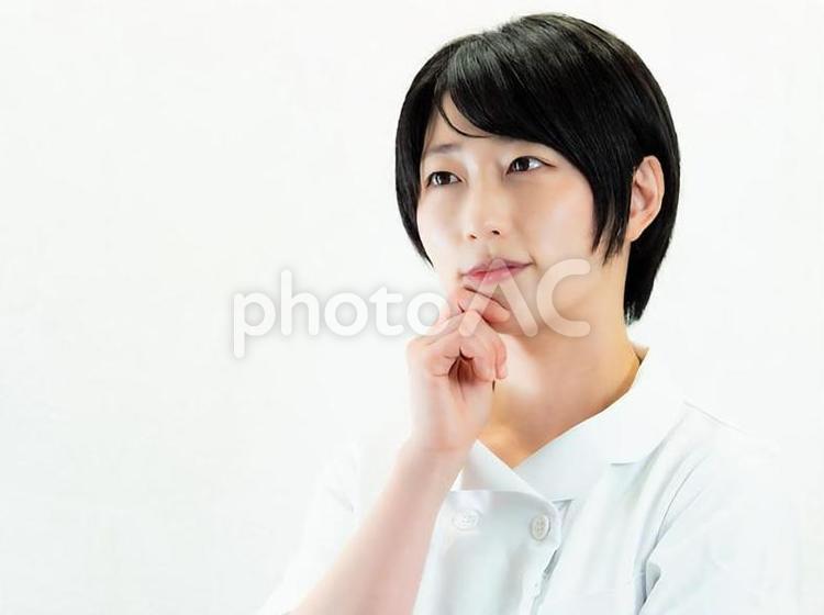 06：看護師のアップ【白バック】 ナース,看護師,看護婦の写真素材