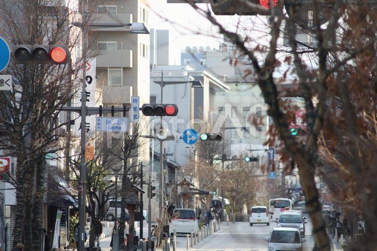 長野市中央通り　交通量 道路,運転,車の写真素材