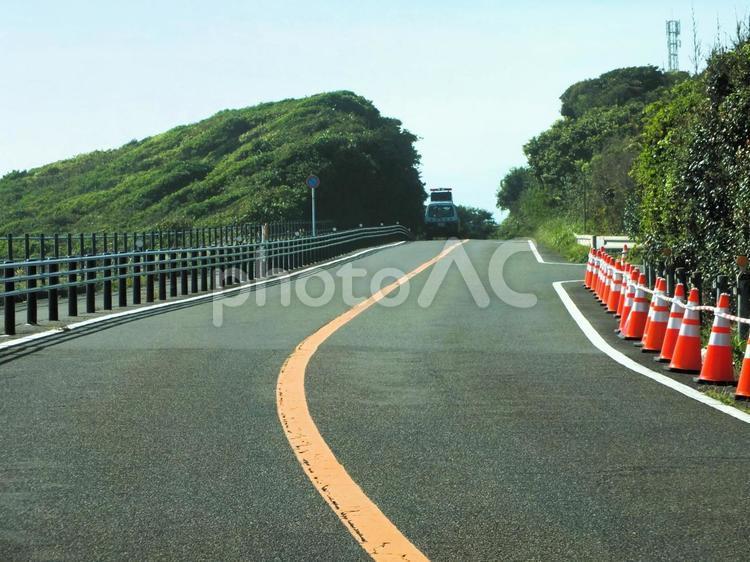 御前崎海岸線の坂道 坂道,坂,のぼり坂の写真素材
