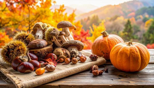 秋の味覚  食材  俯瞰 秋の味覚  食材  俯瞰の写真