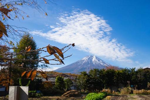 秋の忍野八海から見える富士山 秋の忍野八海から見える富士山の写真