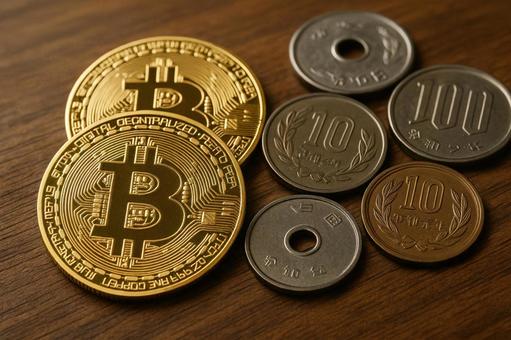 ビットコインと日本円 ビットコインと日本円の写真