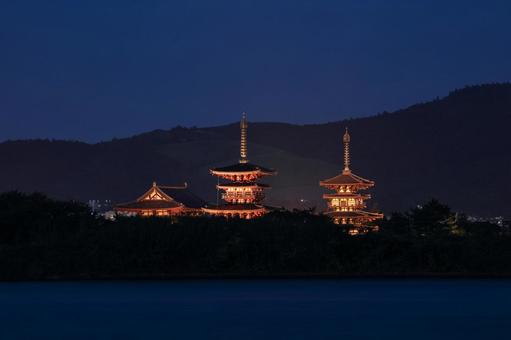 薬師寺ライトアップ 夜景 薬師寺ライトアップ 夜景の写真