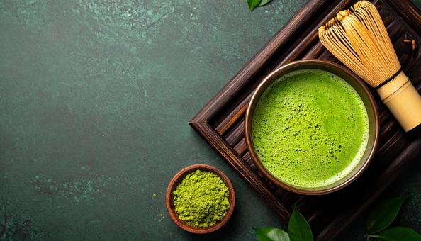 抹茶と茶道具と和の美背景 抹茶と茶道具と和の美背景の写真